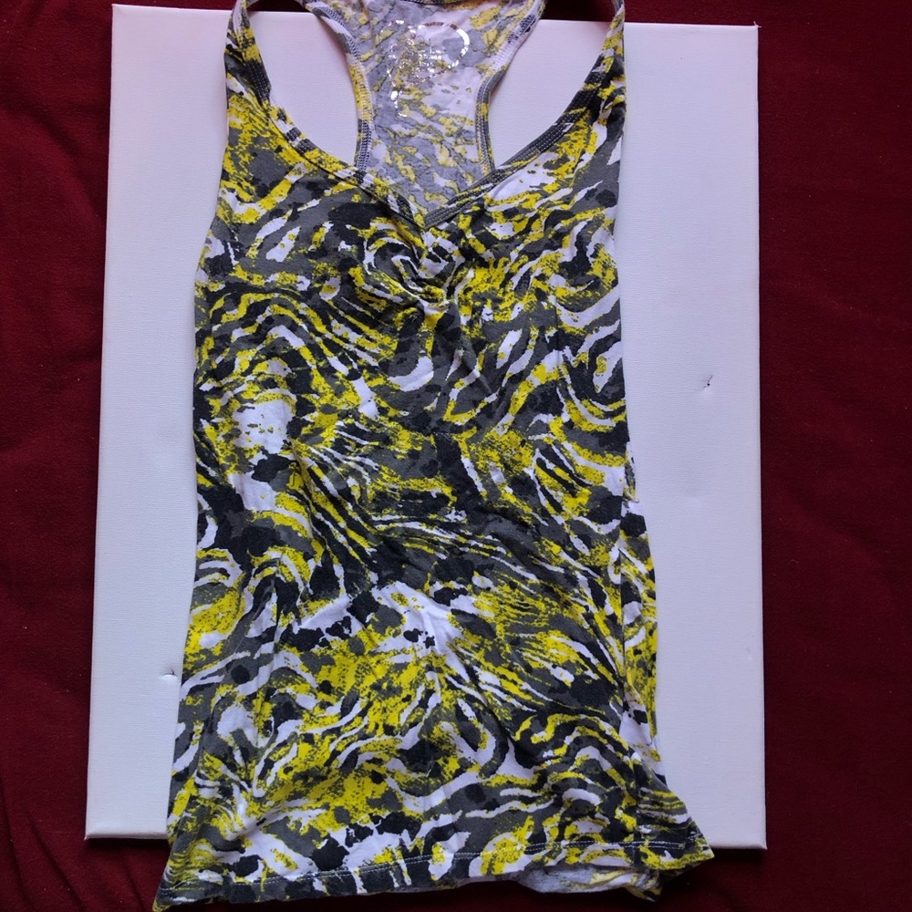 RUE21 Yellow, Gray, & White Pattern Tank Top